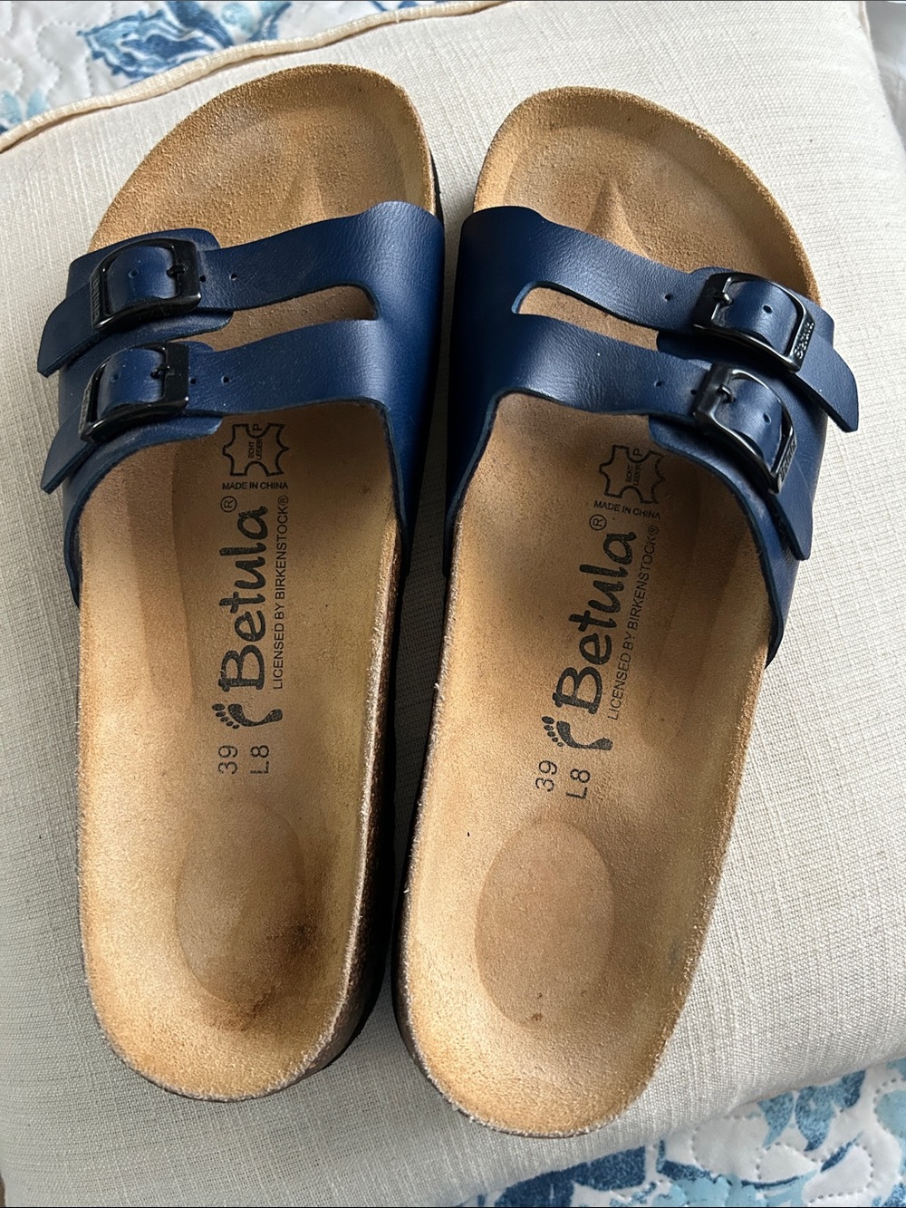 Birkenstock- Betula Women's Double Buckle Sandals in Navy Size 8